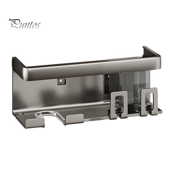 Hair Dryer Holder with Toothbrush Toothpaste Organizer Strong Load-bearing Easy To Install Wall Mount Blower Holder Shelf