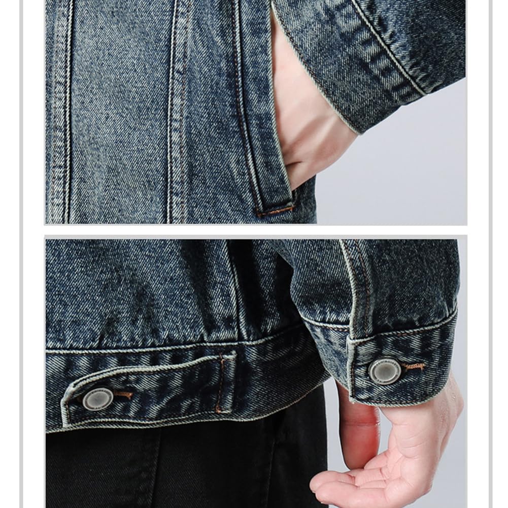 TYYRBMG Denim Back Plus Long CXH754 Men's Jacket, Casual, Washed, Slit, Sukajan, Business, Sizes, Spring, Indigo, Sleeve, Spring, Summer, Fall, (XL,