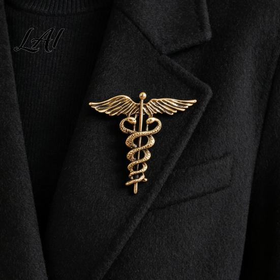 Suit Accessory Angel Wing Entwined Snake Brooch Vintage Alloy Lapel Collar Pin Brooch Pin Men Women Jewelry Accessories for Dress Coat Scarf