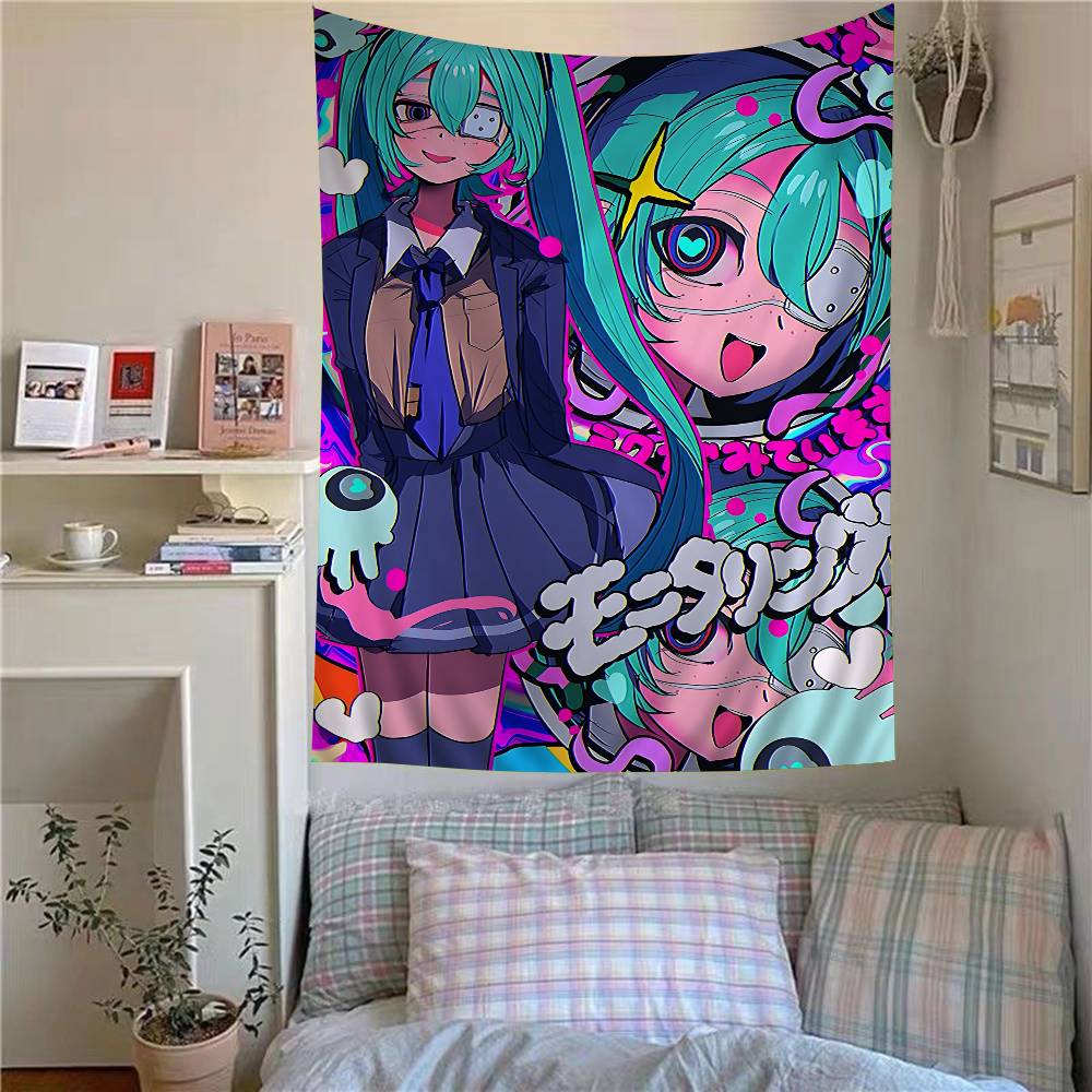 Kawaii Anime Girl Tapestry Chibi Characters Manga Print Wall Hanging Ideal for Bedroom Decor Anime Y2K Aesthetic Fans