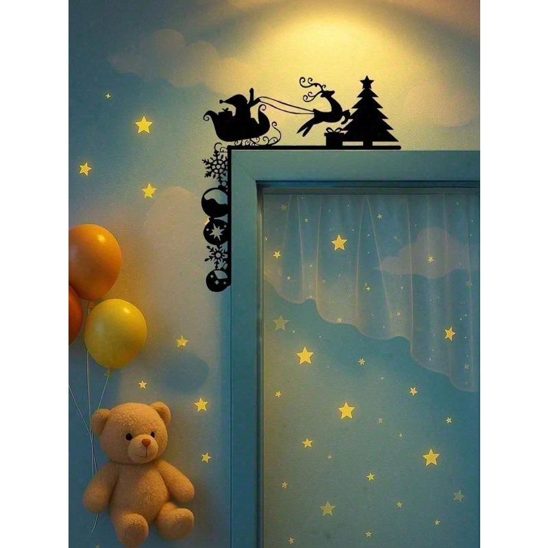 Christmas Sleigh Wall Stickers Removable Holiday Decor for Doors Walls Windows Mirrors Festive Home Decoration