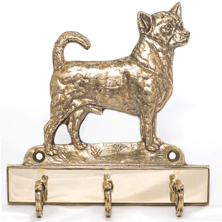 Chihuahua Krótkowłosy - Wieszak Na Klucze Z Psem, Mosiężny Uchwyt Na Psie Akcesoria, Elegancka Ozdoba Do Korytarza Marki Art-Dog