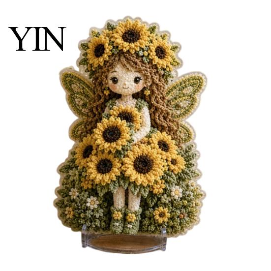 Kit Decorazione Artistica in Tessuto 3D Fata dei Fiori, Set Artigianale Punching Bambola Kit Ricamo ad Ago per Adulti, Regalo Fatto a Mano Attività Terapeutiche Rilassanti