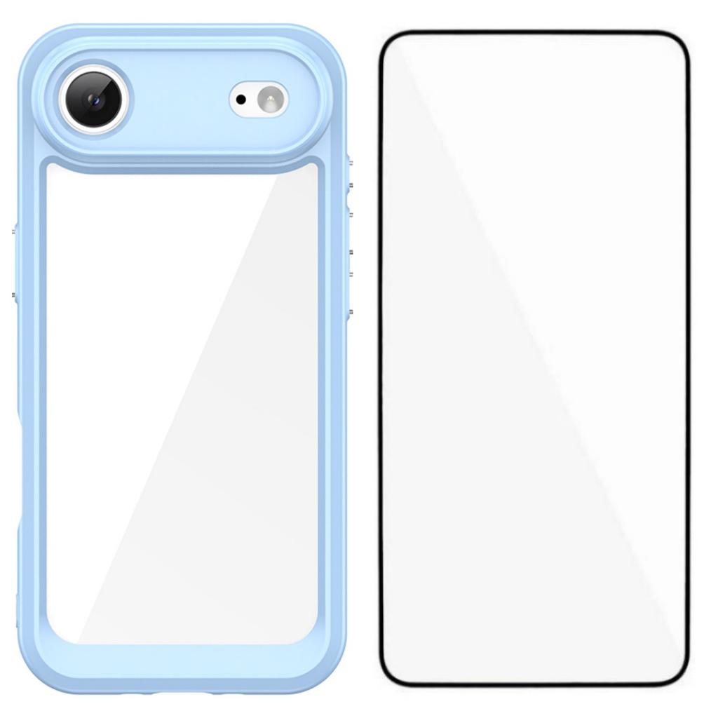 For iPhone 17 Air Back Cover WANLONFENG XC Series TPU Acrylic Phone Case with Tempered Glass Film