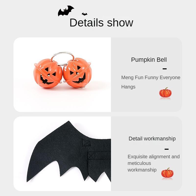 Bat Wings Pet Clothes Bells Cat Clothes Halloween Festive Atmosphere Cat and Dog Clothing Chest Straps Pet Fun Outfits