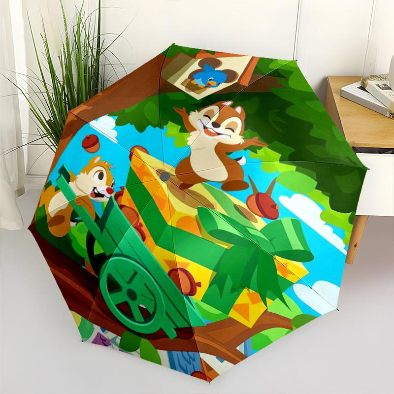 Disney Chip & Dale Adventure Automatic Opening and Closing Umbrella - Suitable for Various Occasions, Outdoor Activities, Lightweight and Du