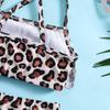Girls' Leopard Print Sporty Swimsuit Set - Split Sling Style