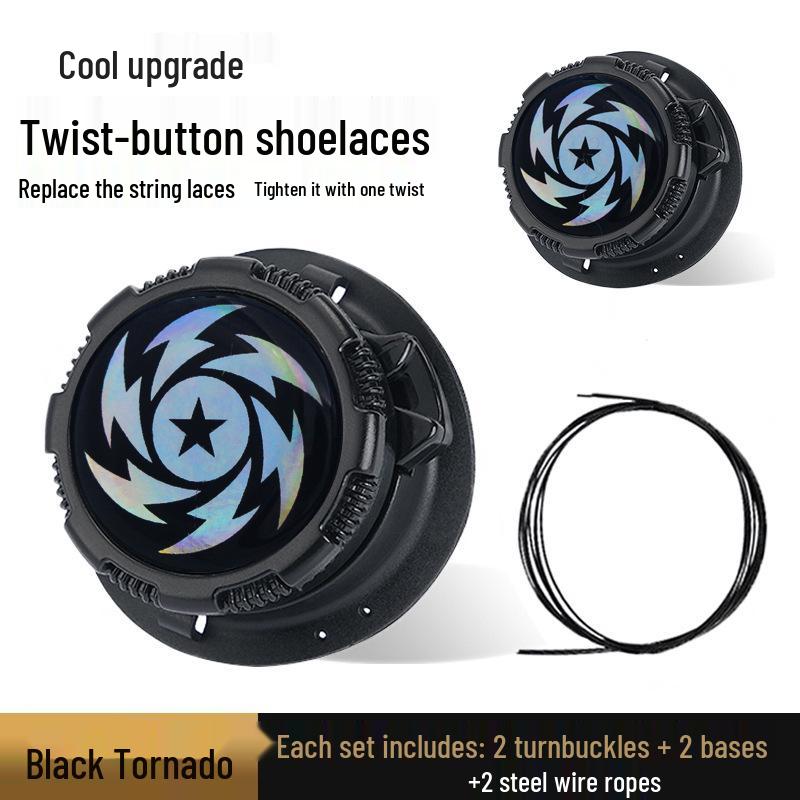 Rotating Button No-Tie Steel Wire Shoelaces for Sneakers and Football Shoes