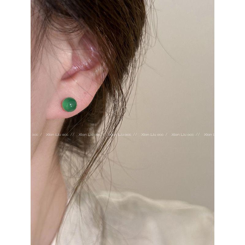 

Доступная роскошь Бабушкин зеленый агат Женский Элегантный Халцедон Серебряная игла Green agate beads 6mm-Silver Needle