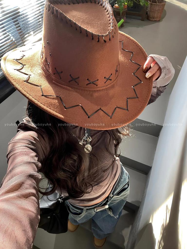 Women's Bohemian Ethnic Style Western Cowboy Sun Hat for Travel