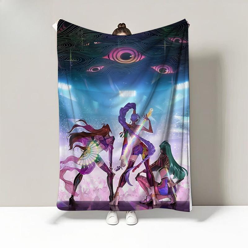 Cartoon Printing Fashion K-POP Rumi Mira Zoey Soft Fleece Warm Plush Flannel Blanket