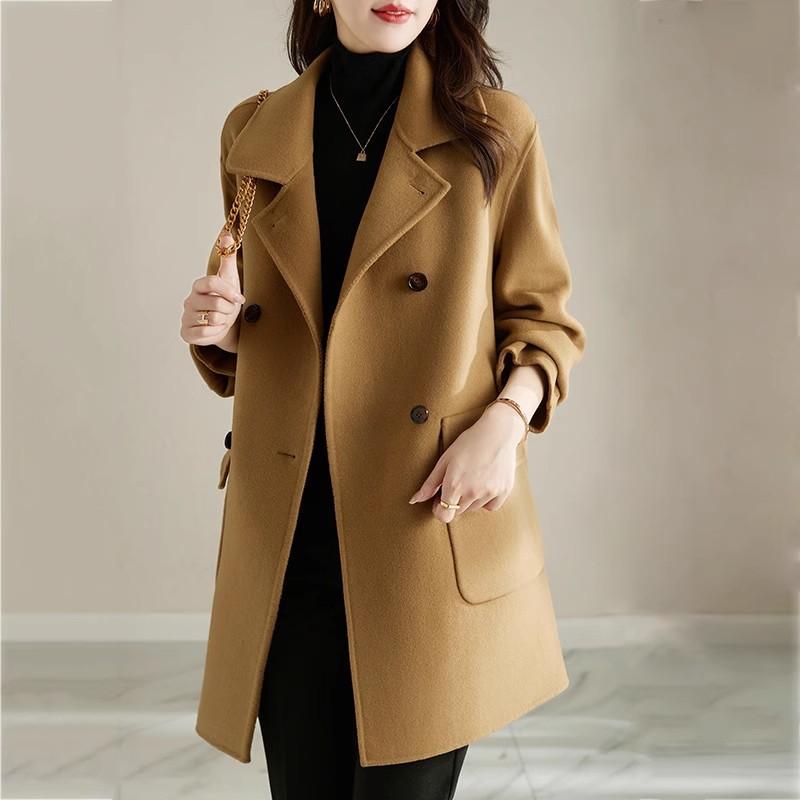 Cotton Woolen Coat Women's New Autumn and Winter Thickened Korean Version Slim and Thin Medium and Long Woolen Coat