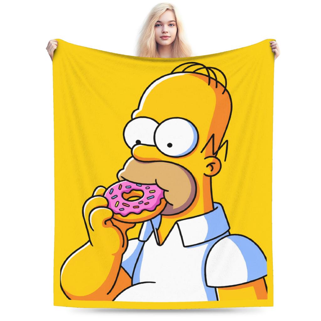 S-Simpsons Lisa Yellow Star Pattern Blankets Quality Soft Cozy Bedding Throws Winter Picnic Couch Bed Funny Bedspread