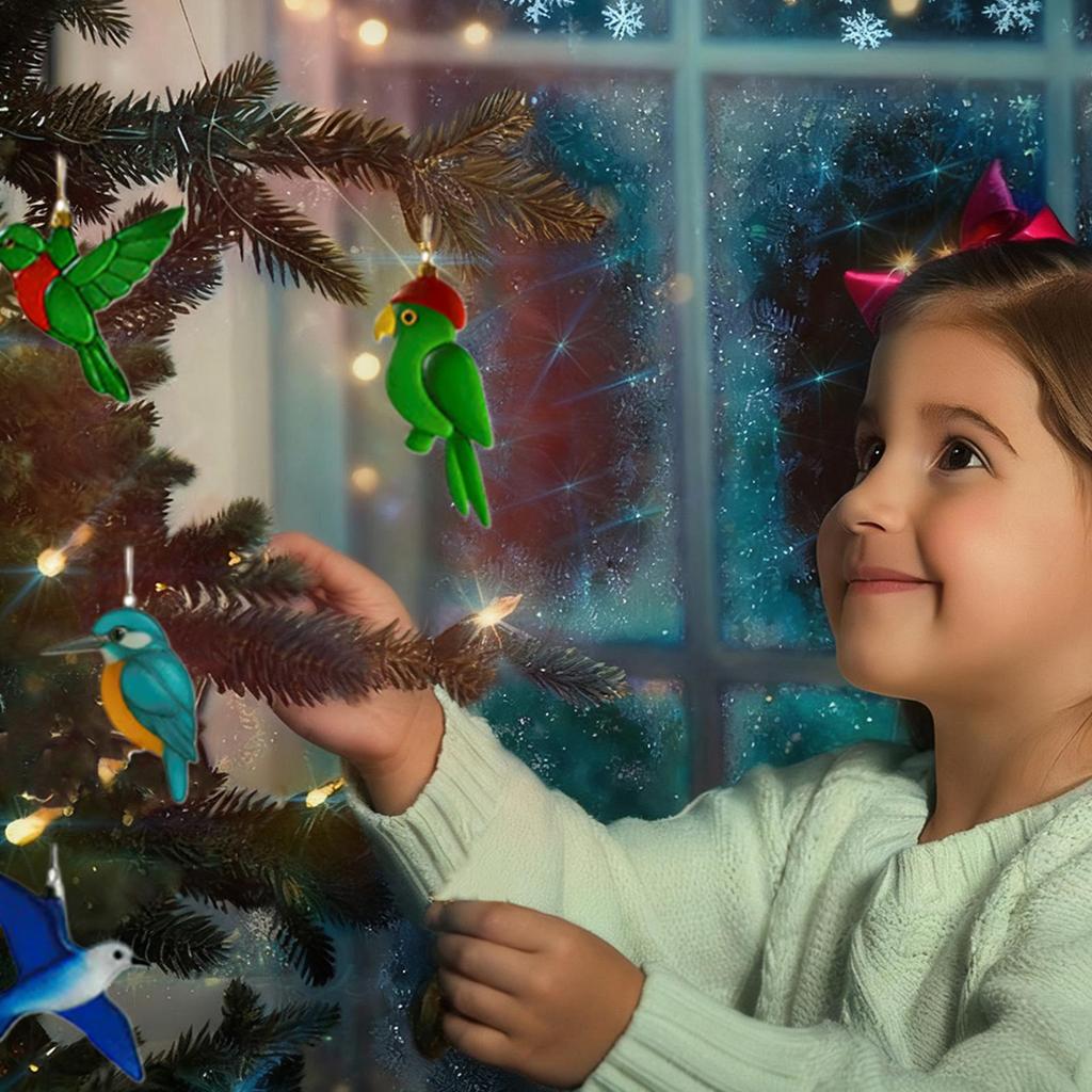 Dekor Akrylowy 2D Szkło Morskie Ptak Kalendarz Adwentowy Bożonarodzeniowy 2025 24 Dni Ptak Ozdoby Odliczające do Świąt Bożego Narodzenia Do Domu Na Drzewko