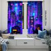 2Pcs Retro 80S Modern Punk Night City Curtain Futuristic Aesthetic Apply To Bedroom Living Room Office Dormitory A