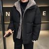 Ανδρικό μονόχρωμο μπουφάν με φερμουάρ από βαμβακερά ανδρικά ανδρικά πάρκα εξωτερικού χώρου με κουκούλα, χειμωνιάτικη κουκούλα