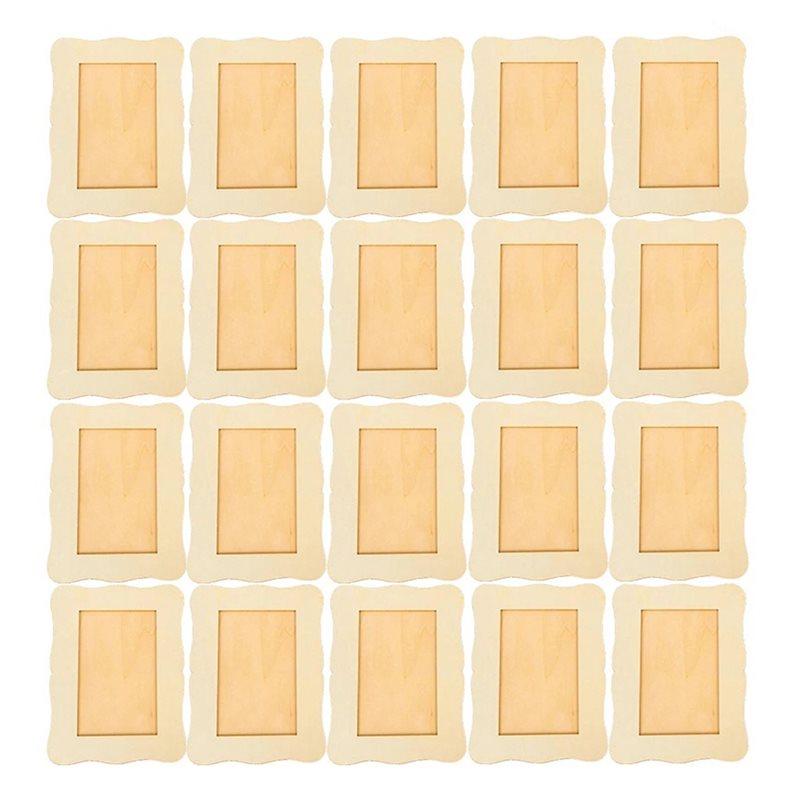 A25F-20PCS Wooden Blank Frames DIY Craft Kit Hand Painted Tabletop Display Bulk Wedding Home Decor Accents