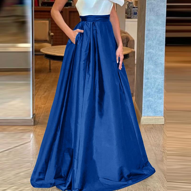 

ZANZEA Женские повседневные длинные юбки свободного кроя с эластичной талией сзади 5XL тёмно-синий