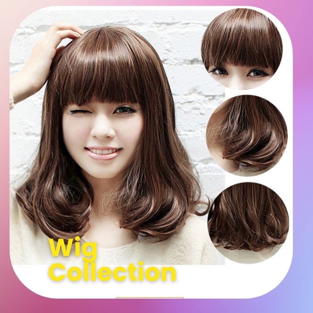 COLSUNOR Women's Lightweight, Medium-Length, Inner-Haired, Curly, Medium-Length, Wavy, Full Wig with Net, Curly Bob Style (Yellow Gold)