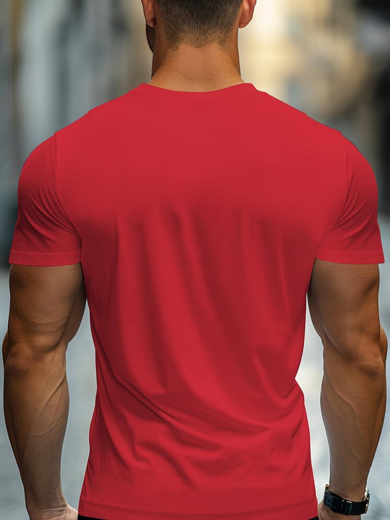 Men's 100% cotton casual sports loose oversized Focus print round neck short sleeved T-shirt top