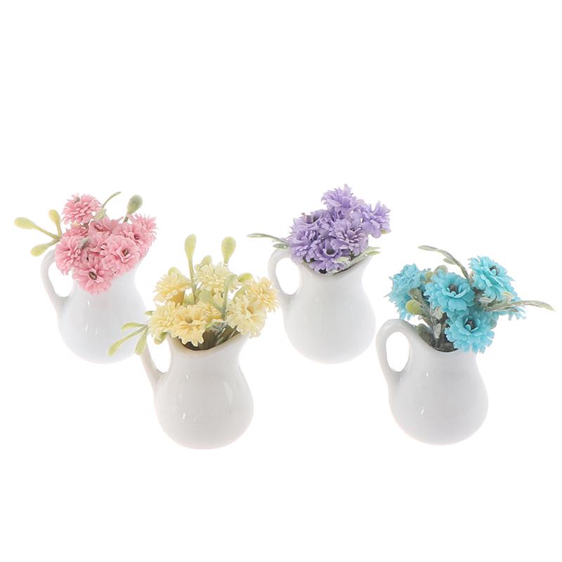 1:12 Dollhouse Miniature Flowers Fairy Garden Ornament Potted Plant Flowers Pot