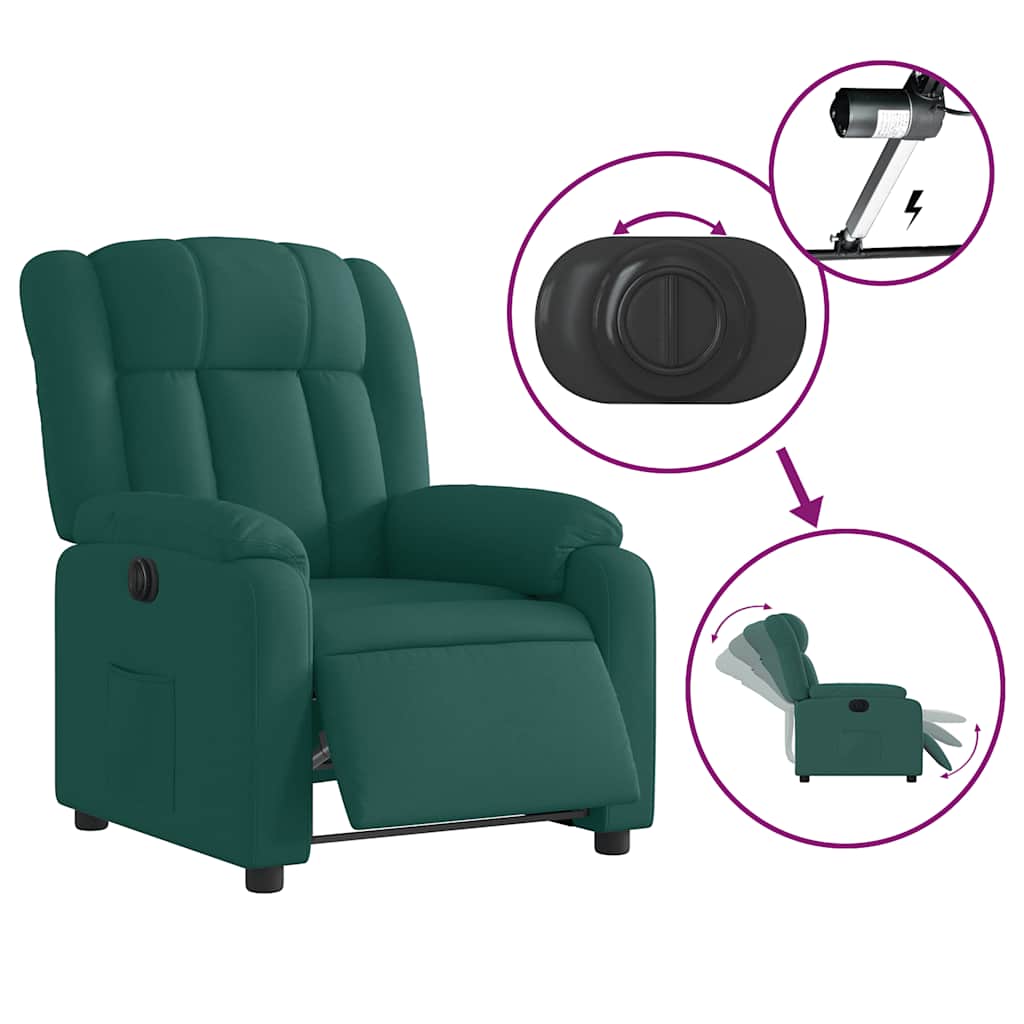 Vidaxl Electric Recliner, Dark Green, Fabric Upholstered