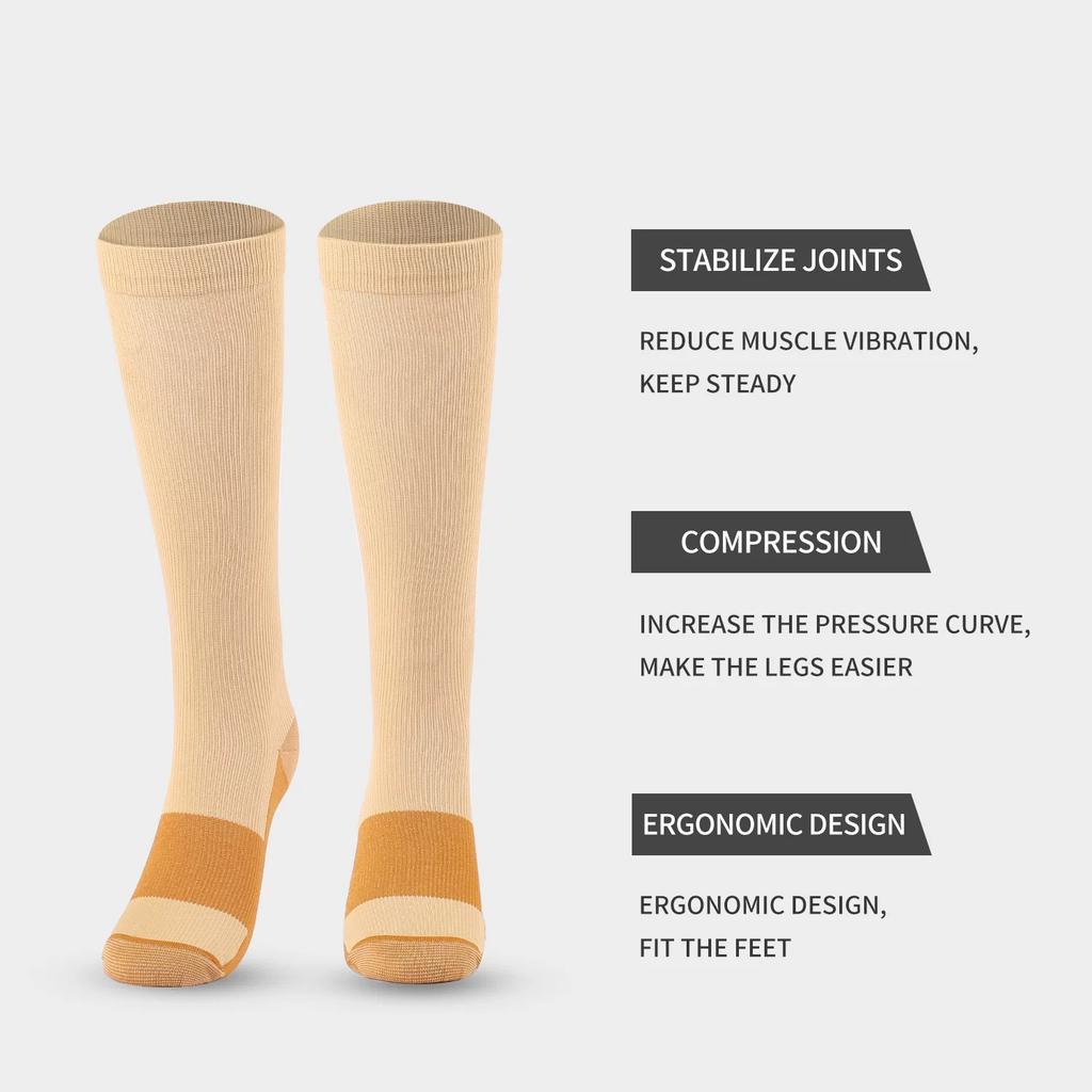 Compressocks High-Elastic Copper Fiber Socks Long Compression Socks Nylon Outdoor Sports Socks Calf Length