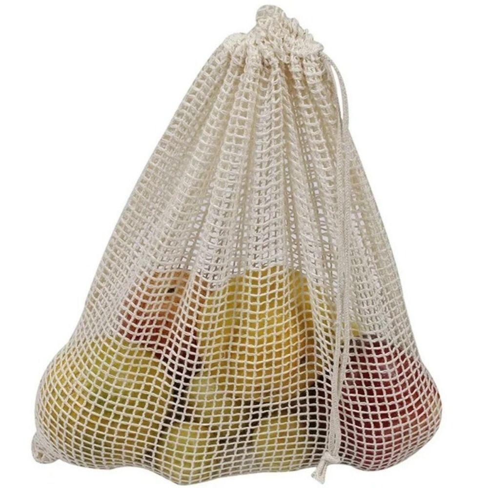 5Pcs Reusable Mesh Produce Bag Drawstring Vegetable Container Cotton Mesh Vegetable Bags  Fruit