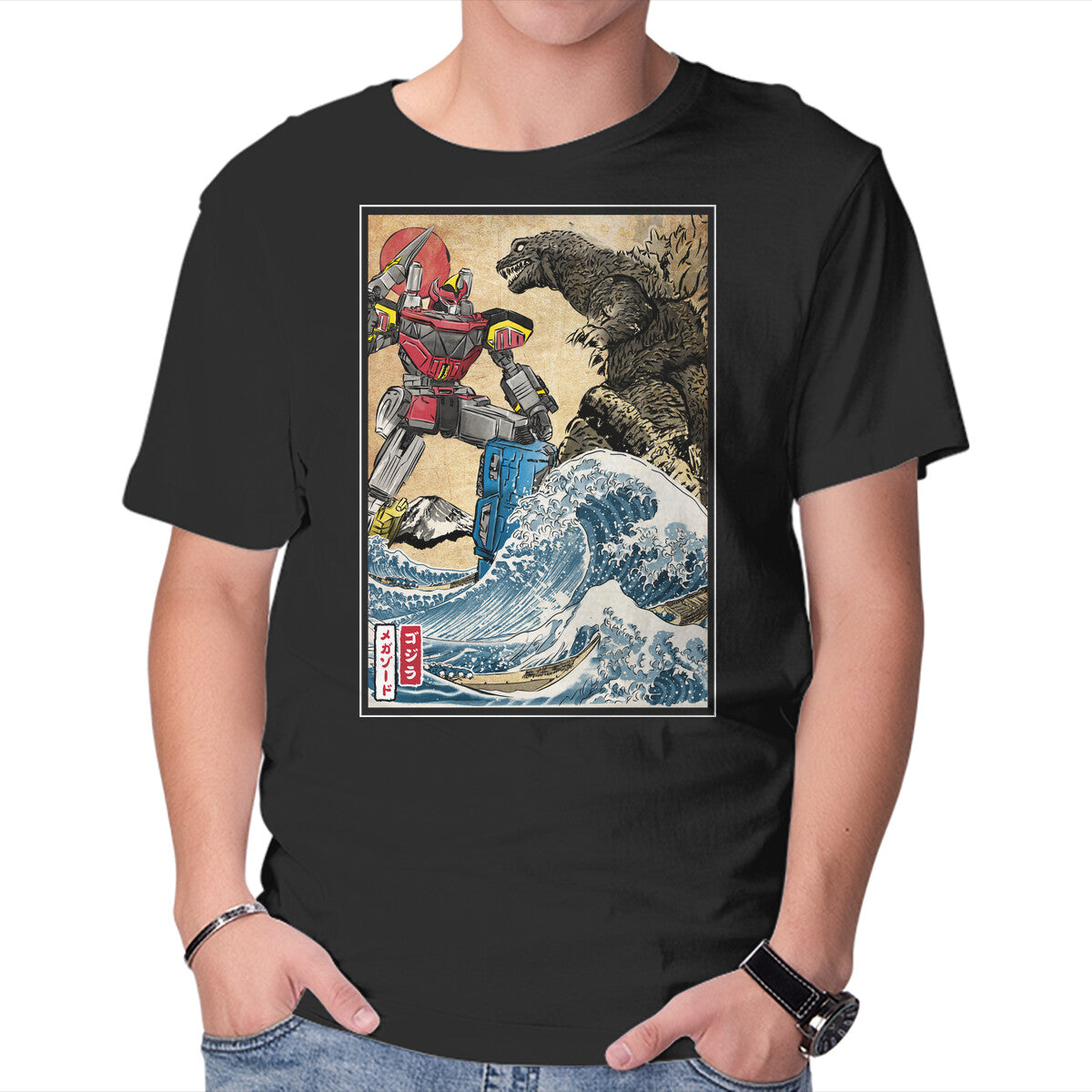 Unisex Crew Neck T-Shirt King Of The Monsters Vs Megazord Graphic Short Sleeve Casual Tee XL
