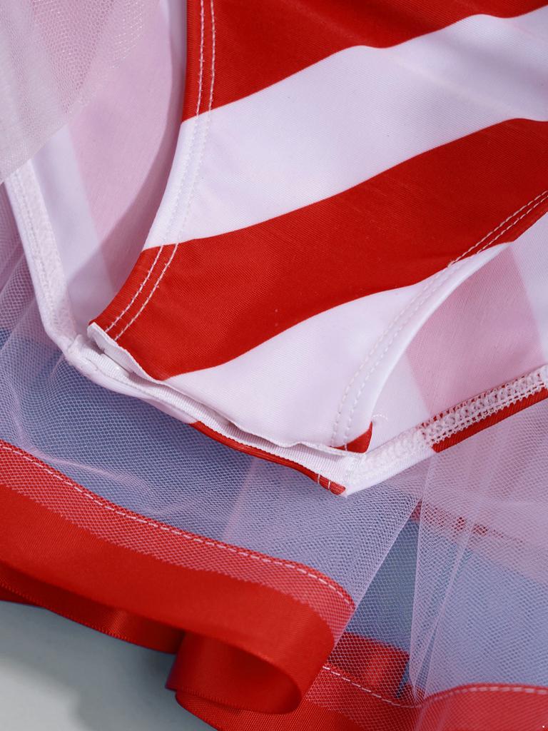 Dívčí kostým princezna Tutu trikotové šaty z cukrové třtiny Pruhovaný kostým na vánoční večírek Krasobruslařské oblečení