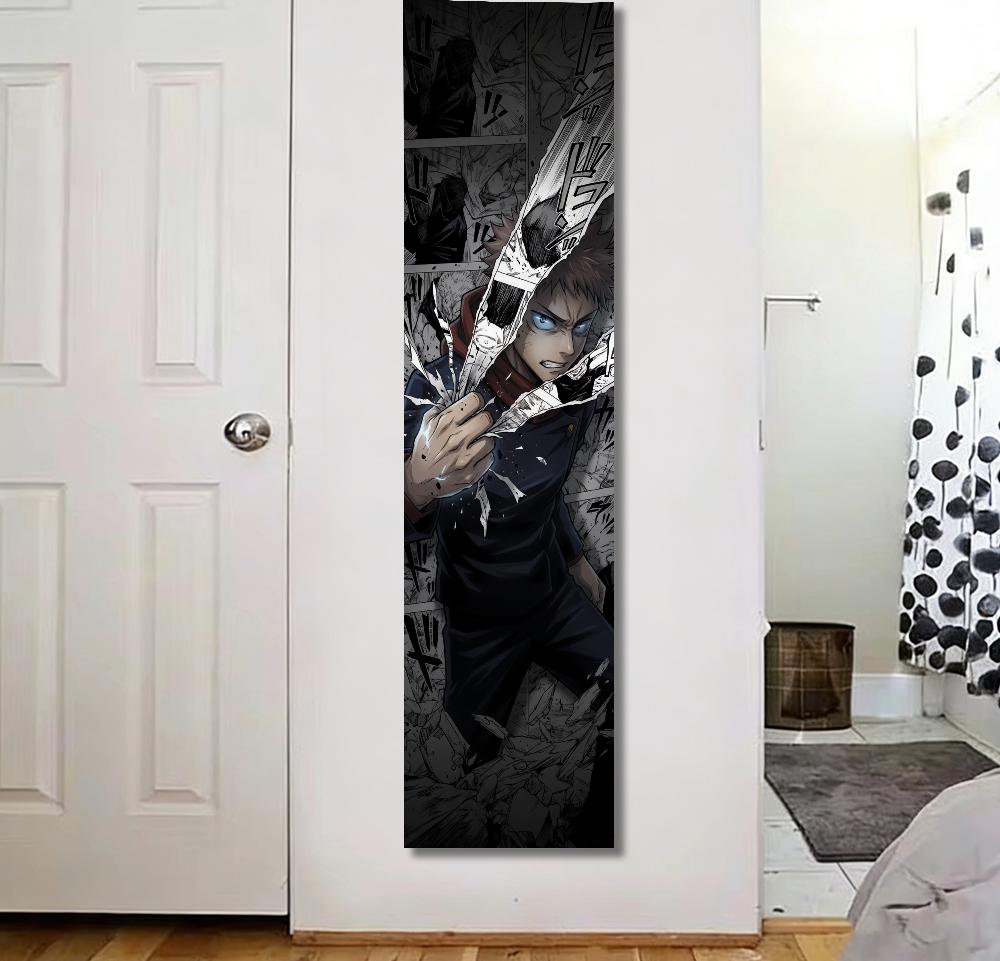 Cool Anime Manga Panel Tapestry Flat Print Red Hoodie Guy Vertical Long Banner Wall Art for Gamer Room Studio Decor