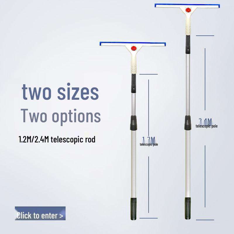 Nástroj na čištění skla: Teleskopická škrabka a stěrka na okna a podlahy