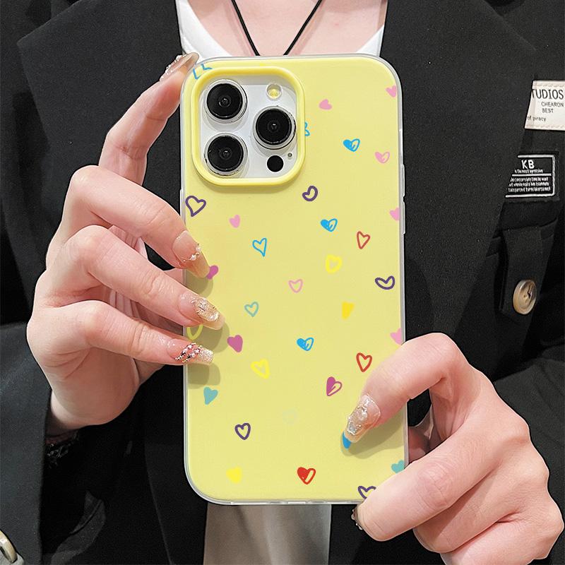 Matte Frosted Skin Feel Casing PC+TPU 2in1 Heart Shape Patterned Printed Protective Cover Soft Back Case for iPhone 17