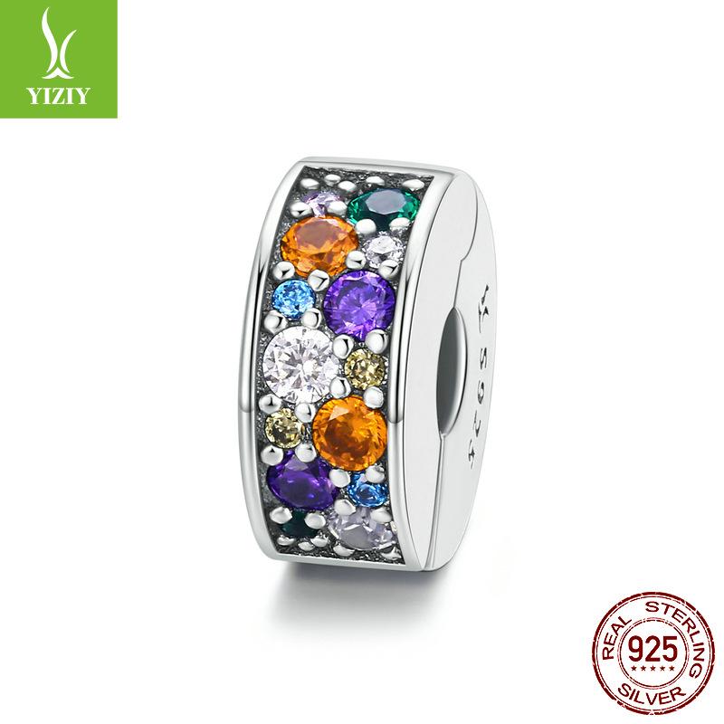 Colorful Garden Clip Buckle Beads, Colorful 3A Zircon 925 Silver Bead Accessories Scc1609