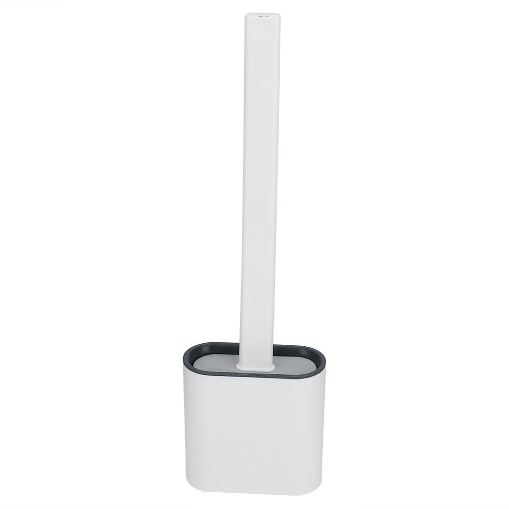 Wall Mounted Deep Cleaner Bathroom Toilet Brush and Quick Drying Holder Set with Long HandleWhite