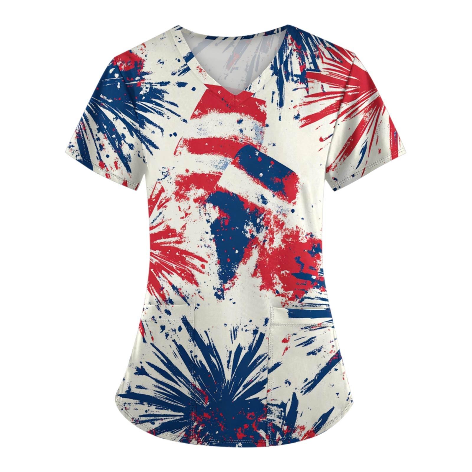 

Женские модные комбинезоны с коротким рукавом и V-образным вырезом, с карманами, с принтом «День независимости», топы, одежда S белый