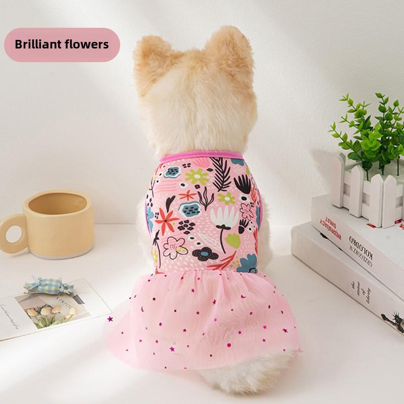 New Cat Dog Mesh Skirt Princess Dress Summer Ultra-thin Cool Cat Pet Clothes