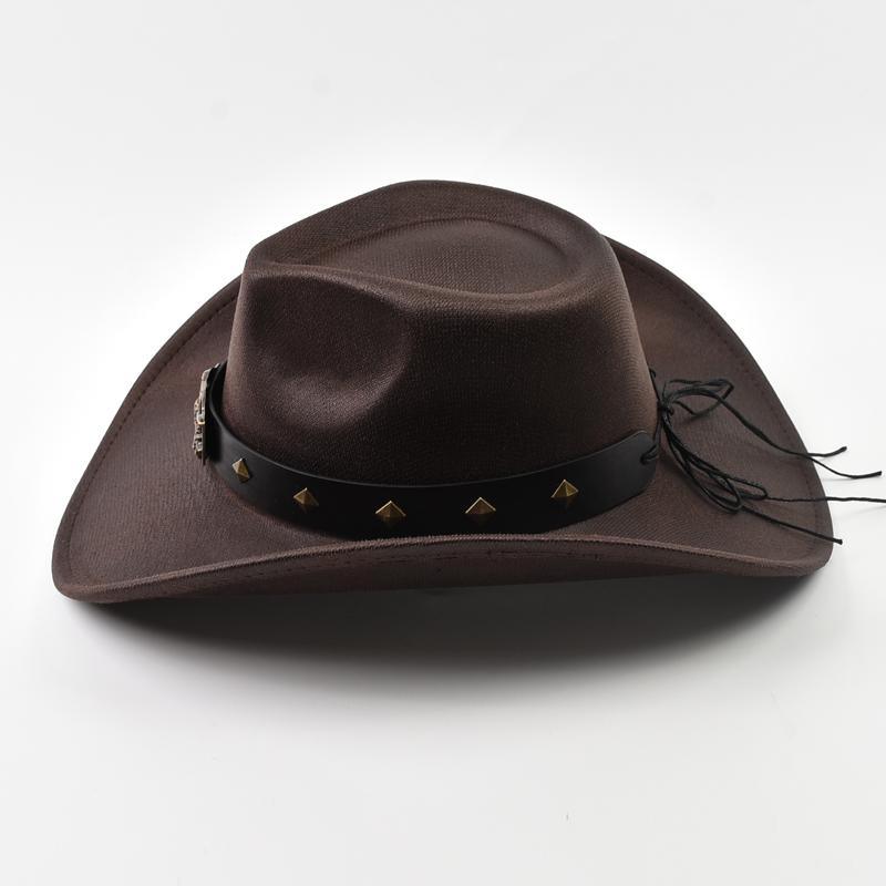 Vintage Big-edge Western Cowboy Hat For Men WomenGentleman Cowgirl Jazz Hat Cloche Church Caps Sombrero Hombre