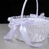 Elegant Crystal Pearls Tassels Basket For Wedding Party Decorations Handcrafted Floral Container With Silk Fabric
