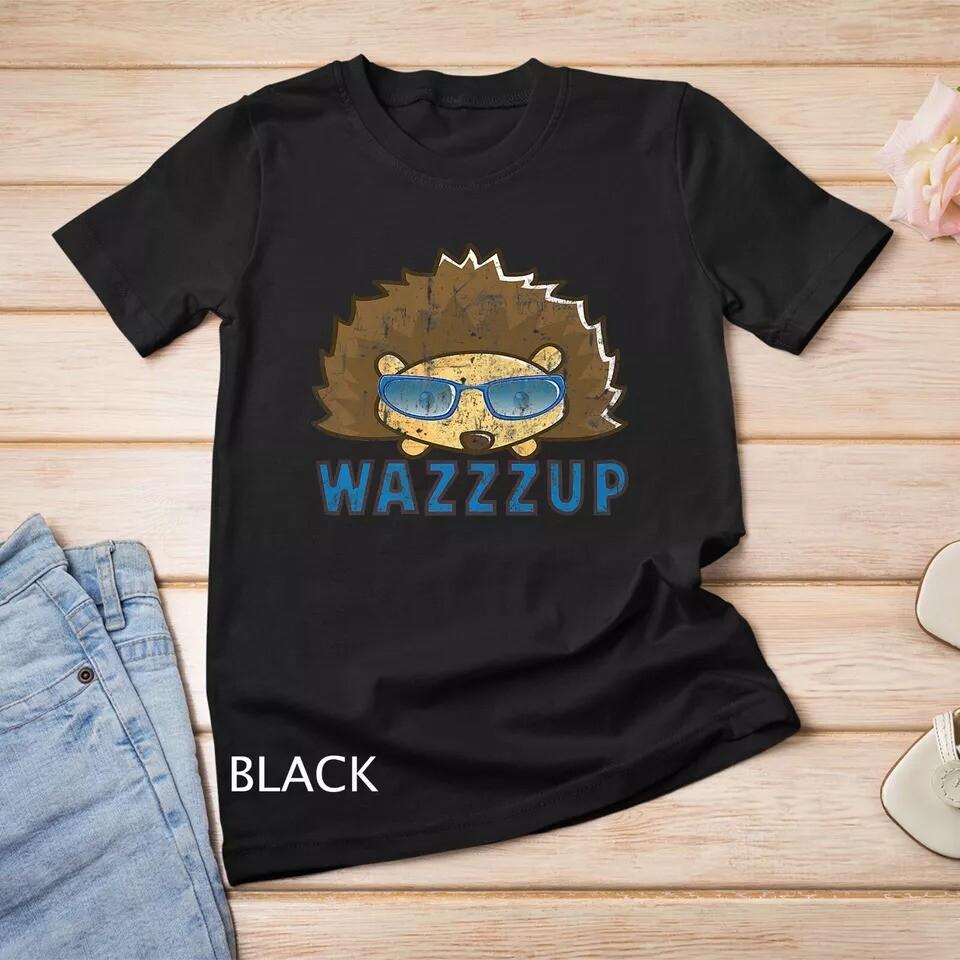 2025/Hedgehog Wazzz Up Hipster Hedgie in Groovy Glasses Premium Unisex T-shirt Unisex T-Shirt XXXL