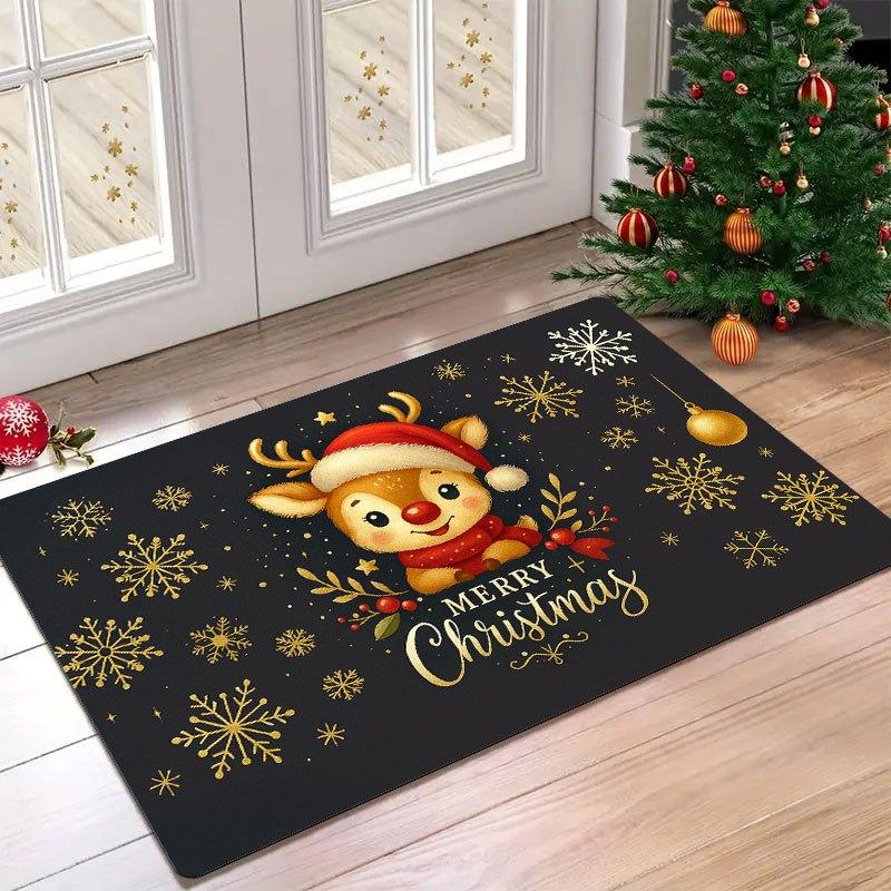 1Pcs Anti Fatigue Kitchen Rugs Christmas Cute Reindeer Waterproof Non-Slip Thick Cushioned Kitchen Mat Heavy Duty Comfort Standing Mat for Kitchen