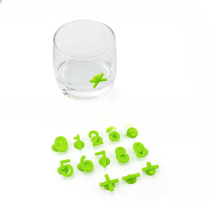 Glow-in-the-dark Silicone Wine Glass Label Suction Cups Digital Wine Label Wine Glasses Distinguish Pasted Bar Hotel Night Scene