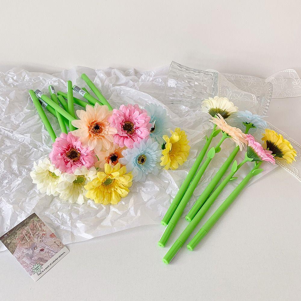 Silicone Writing Pen Simulated Gardenia Wedding Sign-in Pen DIY Floral Gel Pen  for Student's Gift