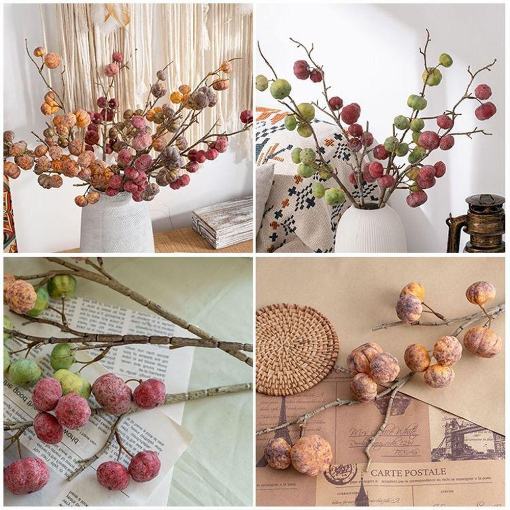 Handmade Artificial Pumpkin Branches 12-Fruit Fake Plants Simulation Pumpkin  Table Centerpiece