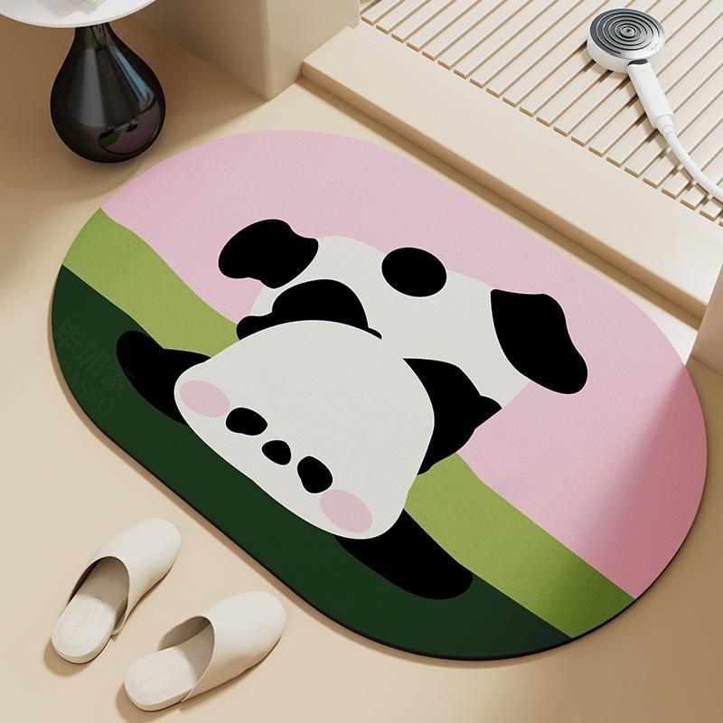 Toilet Floor Mat Panda Diatom Mud Bathroom Absorbent Mat Toilet Door Non-slip Quick-drying Foot Mat Bathroom Carpet Mat
