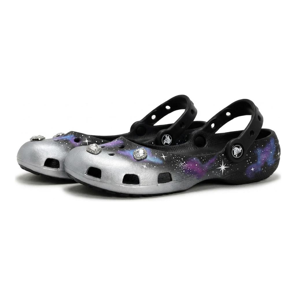 Crocs Classic Ballet 811 Fabrication, Sabots Galaxie Coucher de Lune Femmes Noir Bleu Violet 211994-001(Team80-S-BOX)