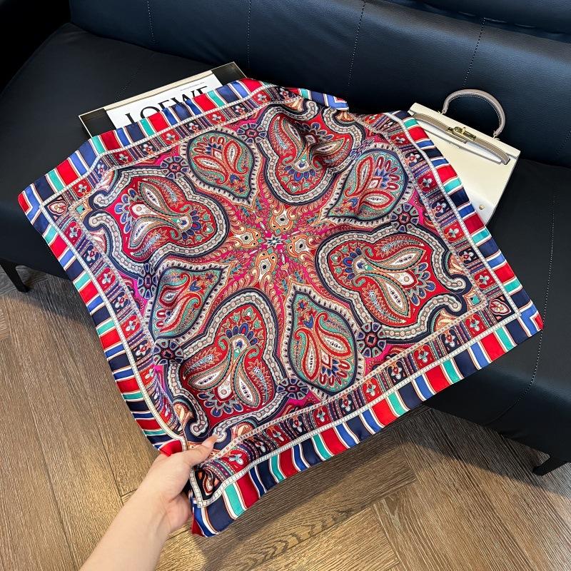 Silk scarf 71 * 71 imitation silk square scarf Korean atmosphere neck silk scarf flower pattern flower polka dot scarf