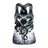 New Rose Skull Digital Printed Vest Women's Sports Running Elastic Skinny Top