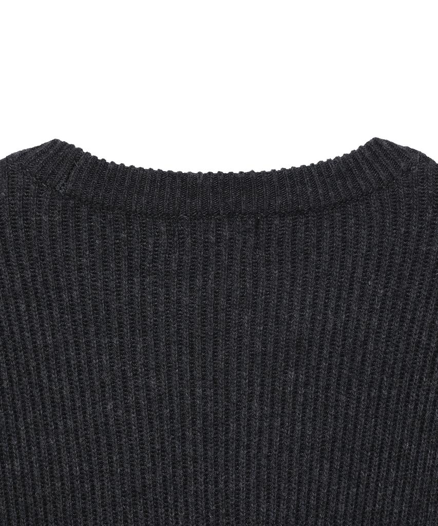 BEENTRILL Jacquard Logo Two-Tone Knit (Charcoal)