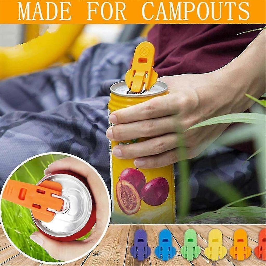 24pcs Manual Easy Can Opener Colorful Drink Can Protector Cap Leakproof Top Ring Opener Tool Set